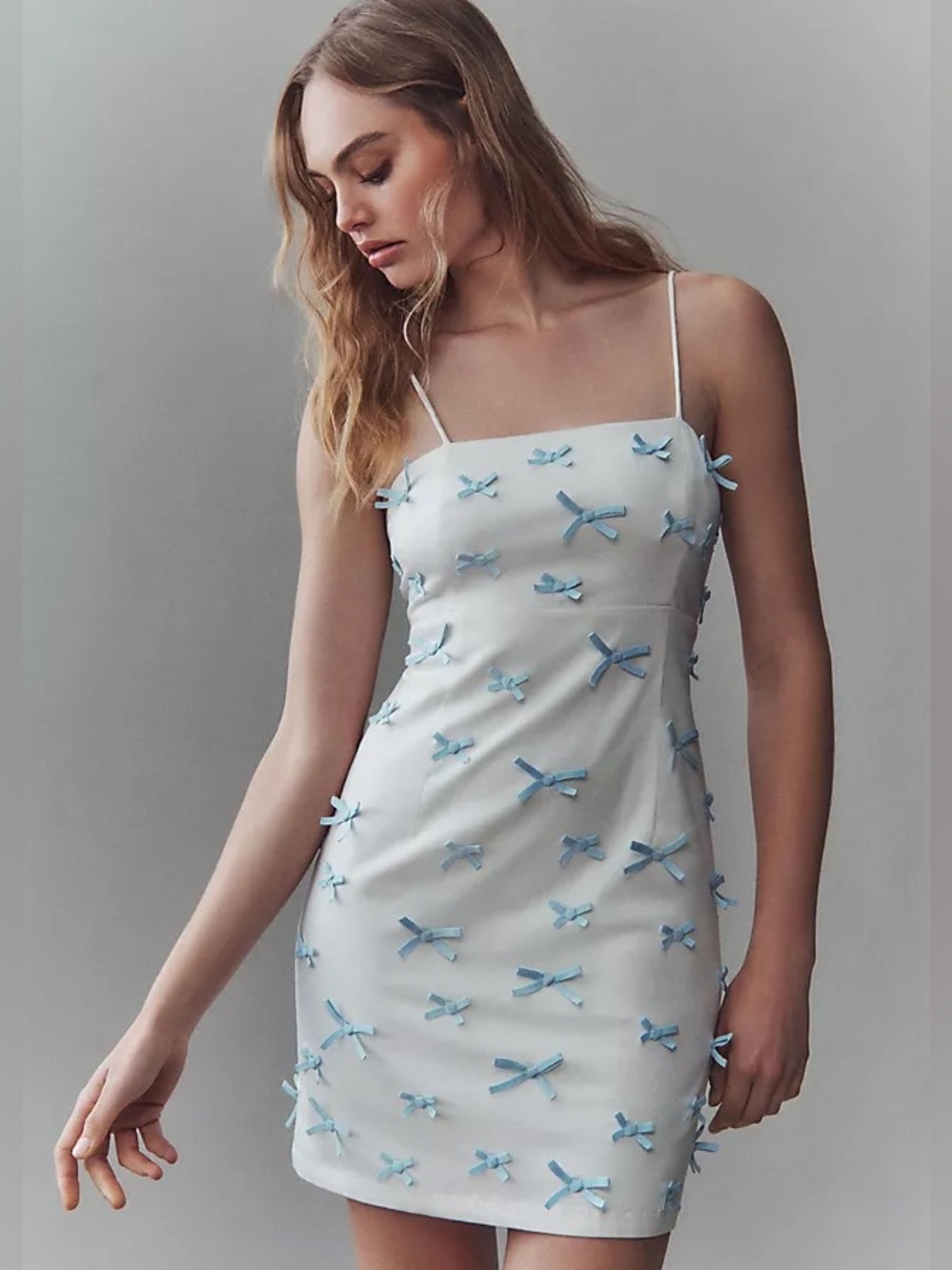 NWOT BHLDN Blue Bow Mini Dress - Sz 6